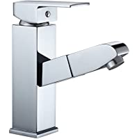 [Grifo de Lavabo Extraíble] Hapilife Grifo monomando extraíble de lavabo para el baño- estilo contemporáneo- latón…